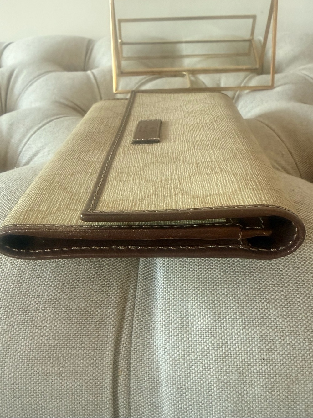 Gucci Vintage Rare Ivory GG Supreme Canvas Continental Wallet Brown Logo Plaque - Picture 5 of 10